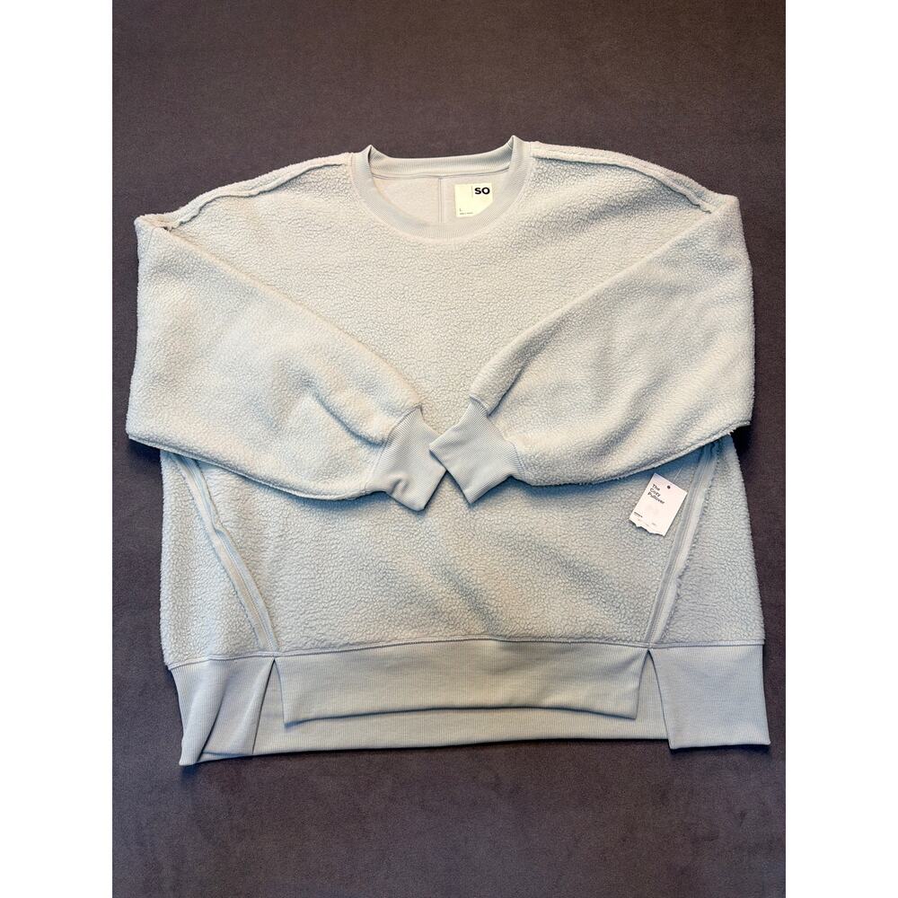 NWT So Good For Life Oversized Sherpa Fleece Sweatshirt Size L Light Blue